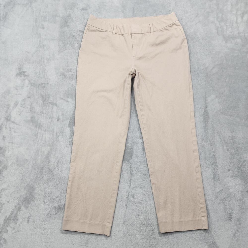 Faded Glory Pants Womens 10 Beige Twill Mid Rise Straight Ankle Stretch Casual